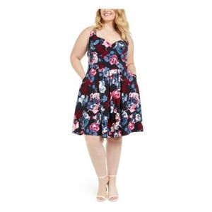 Trixxi Womens Navy Floral Sleeveless Dress